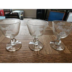 Vintage Set of 3 Sherbet Glasses Floral Pattern 4'' Tall 2.75'' Wide